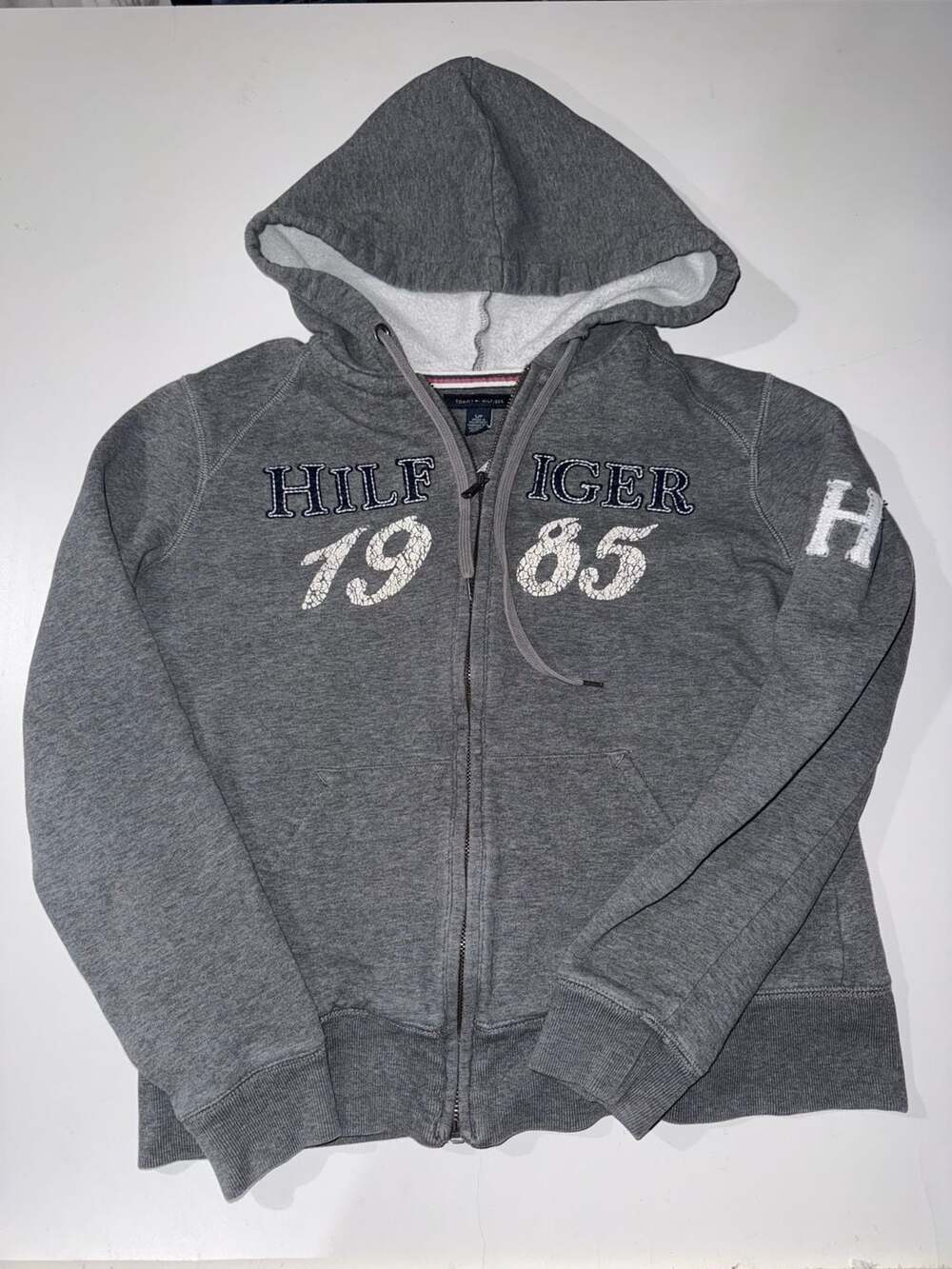 Tommy Hilfiger 1985 Hilfiger Zip-Up Hoodie Grey Size Small